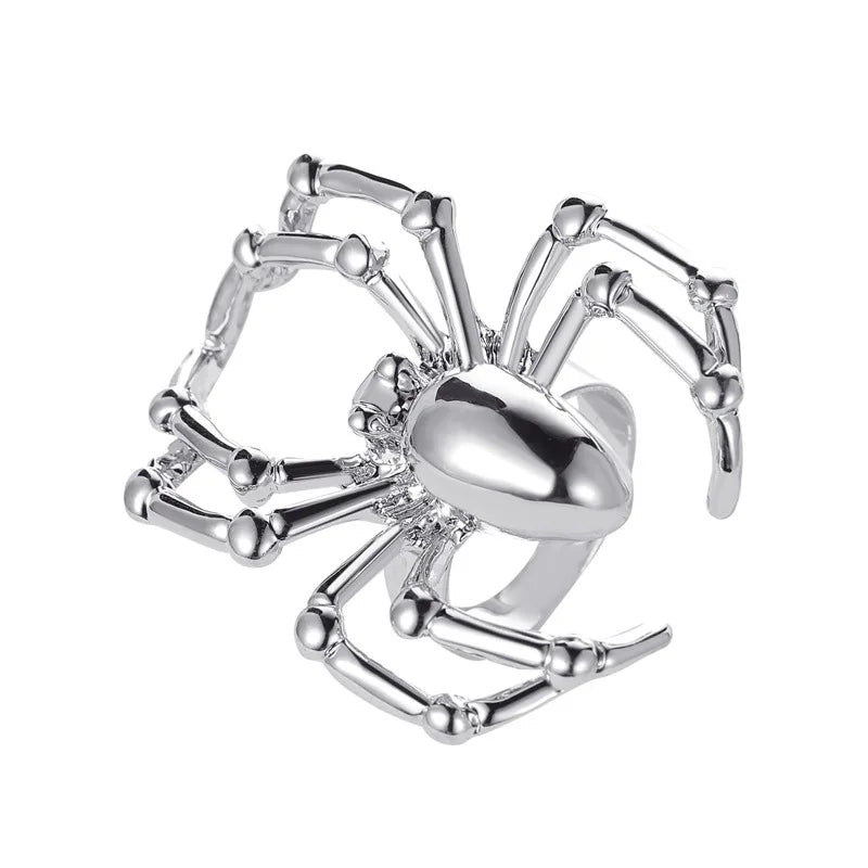 Yungqi Gothic Simulation Animal Spider Ring for Women men Finger Adjustable Ring Punk Style Halloween Spoof Toy Accessories