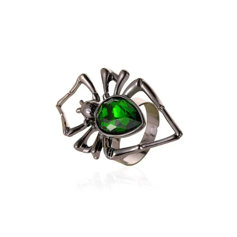 Yungqi Gothic Simulation Animal Spider Ring for Women men Finger Adjustable Ring Punk Style Halloween Spoof Toy Accessories
