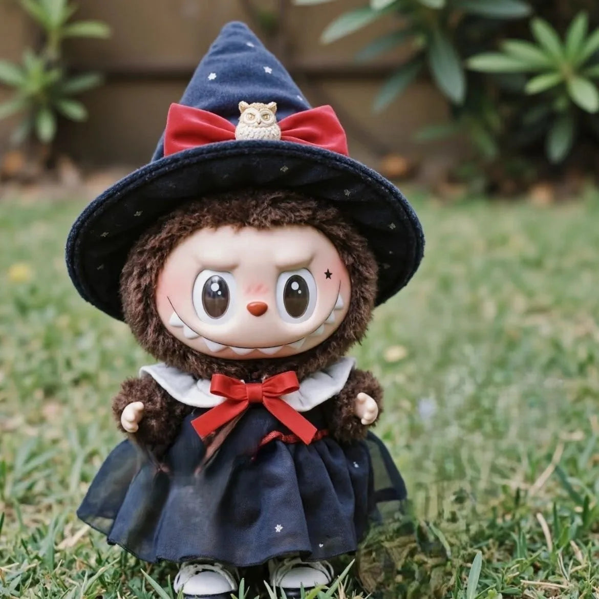 For 17cm Labubu V3 Doll Clothes Halloween Clothes Set Cute Pumpkin Dress with Hat Outfit Accessories Labubu Ropa