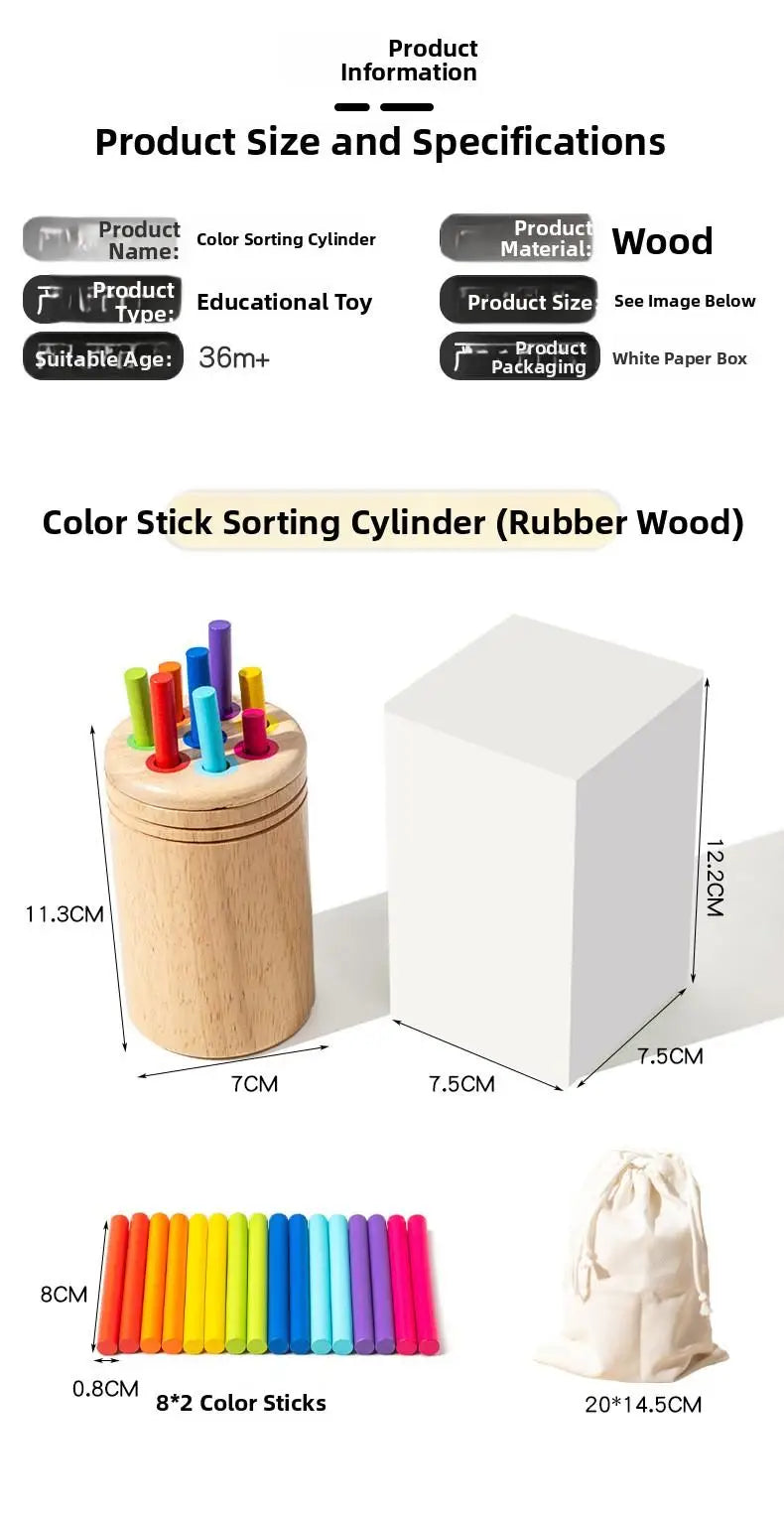 Montessori Wooden Early Education Toys for Babies 0-3 Years Rainbow Color Shape Matching Building Blocks for Intellectual