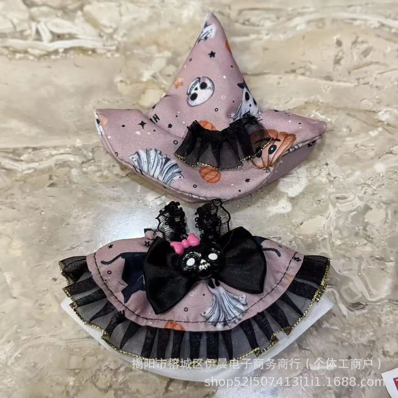 For 17cm Labubu V3 Doll Clothes Halloween Clothes Set Cute Pumpkin Dress with Hat Outfit Accessories Labubu Ropa