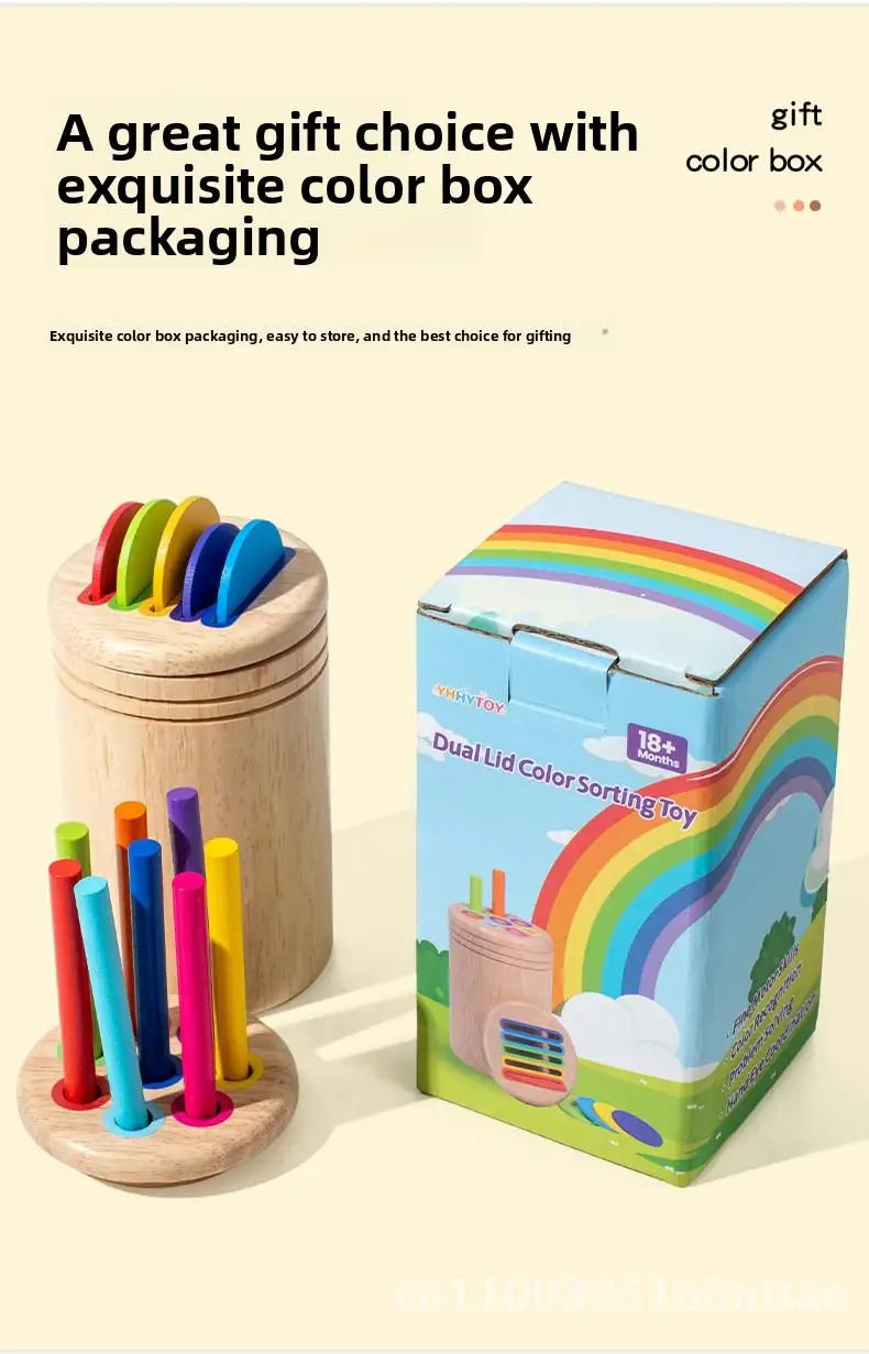 Montessori Wooden Early Education Toys for Babies 0-3 Years Rainbow Color Shape Matching Building Blocks for Intellectual