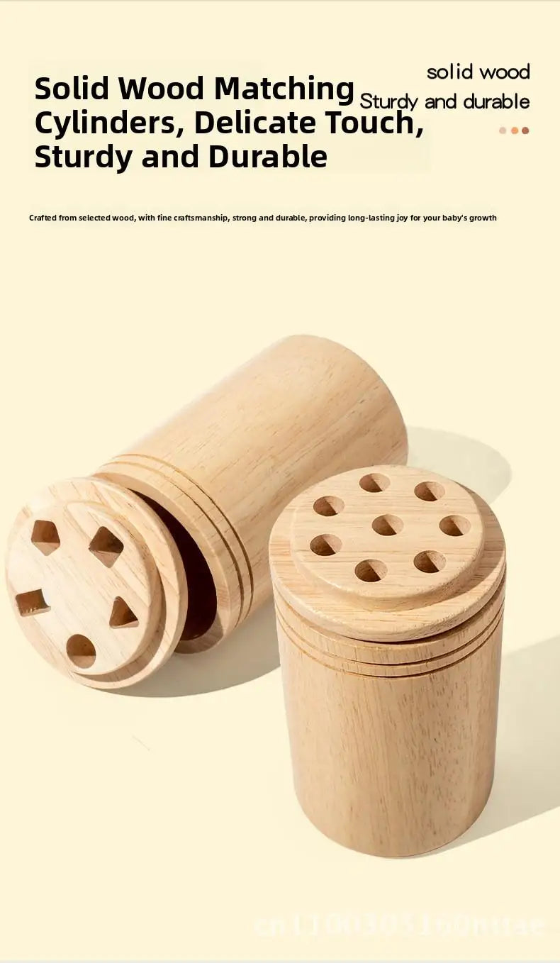 Montessori Wooden Early Education Toys for Babies 0-3 Years Rainbow Color Shape Matching Building Blocks for Intellectual