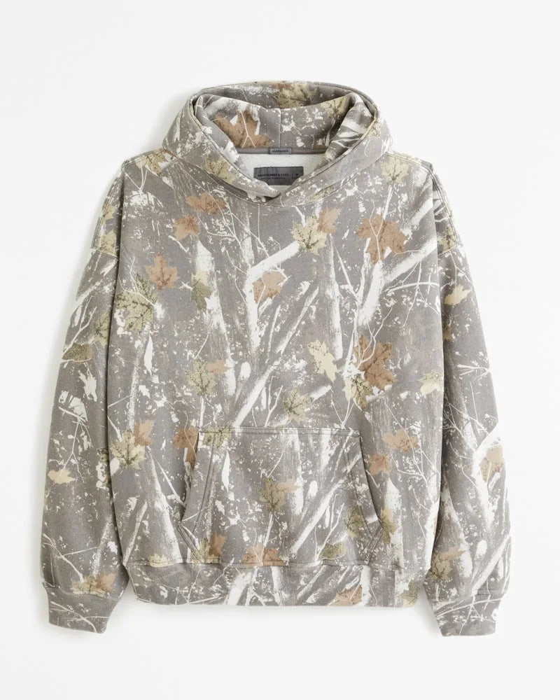Autumn Hoodie Women men Branch Maple Leaves Camouflage Floral Print Long Sleeved Sweatshirt Streetwear Hip Hop Loose hoodies