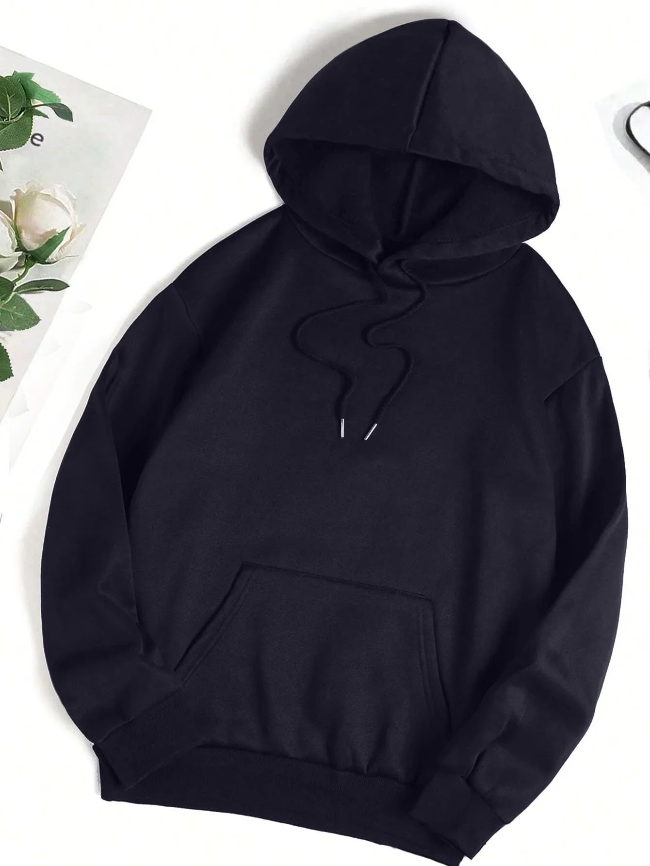 Autumn Solid hoodies for man Crewneck Trendy Sweatshirt Soft Loose Basics Clothes Vintage Hip Hop Streetwear Unisex Fleece Top