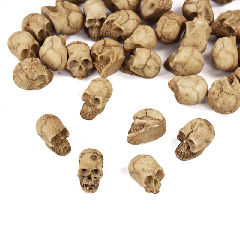 10/20pcs Halloween Skull Heads Scary Prank Props Small Resin Skeleton Ornament Halloween Party Haunted House Horror Decorations
