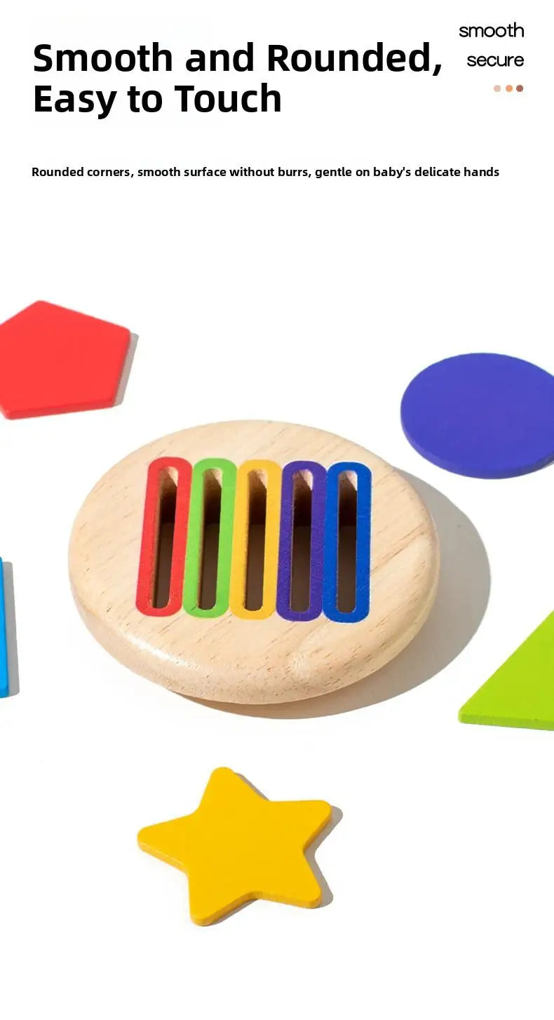 Montessori Wooden Early Education Toys for Babies 0-3 Years Rainbow Color Shape Matching Building Blocks for Intellectual