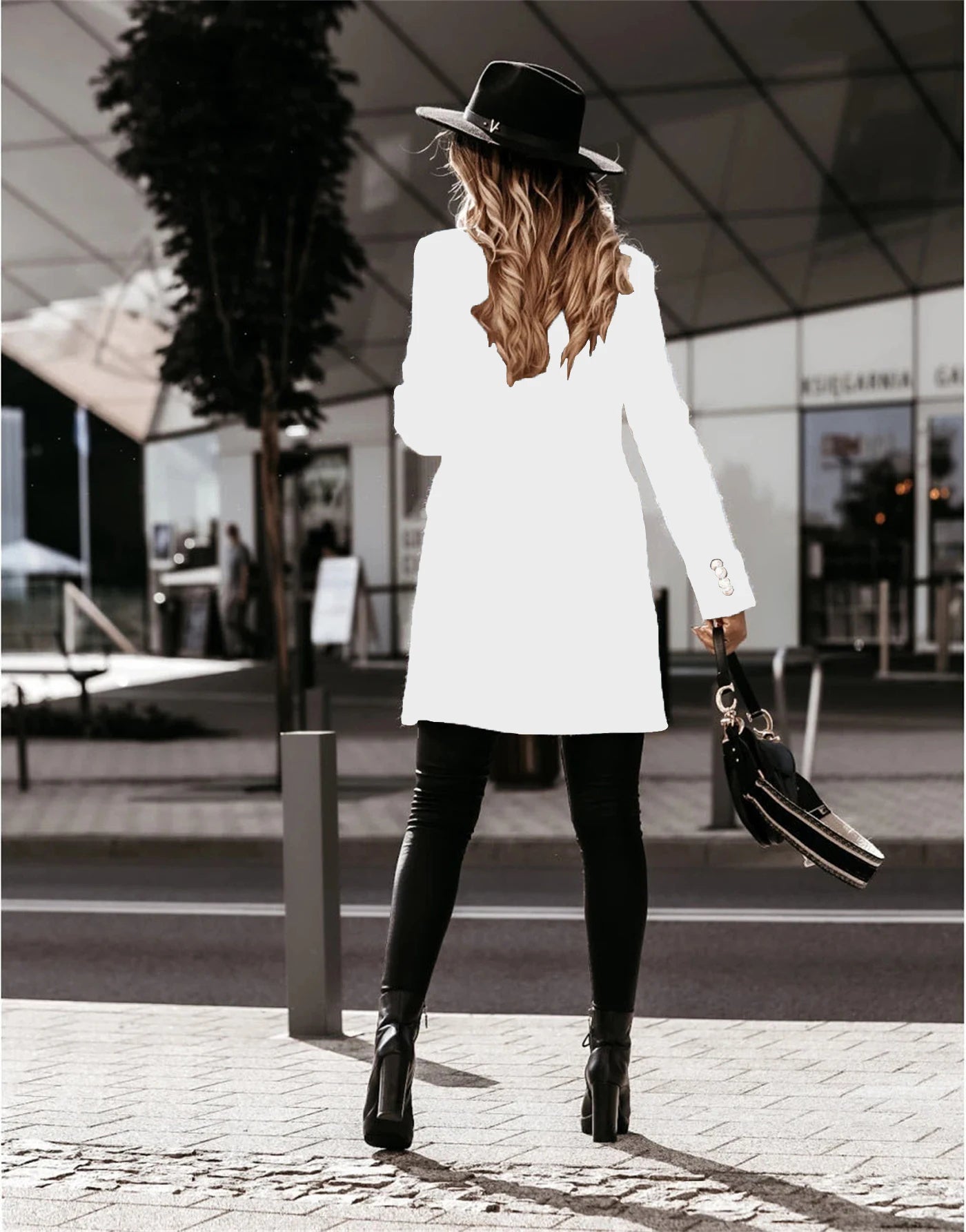 Autumn and Winter Women's Wear Versatile New Europe and America Autumn and Winter Long sleeved Double breasted Woolen Coat Coat