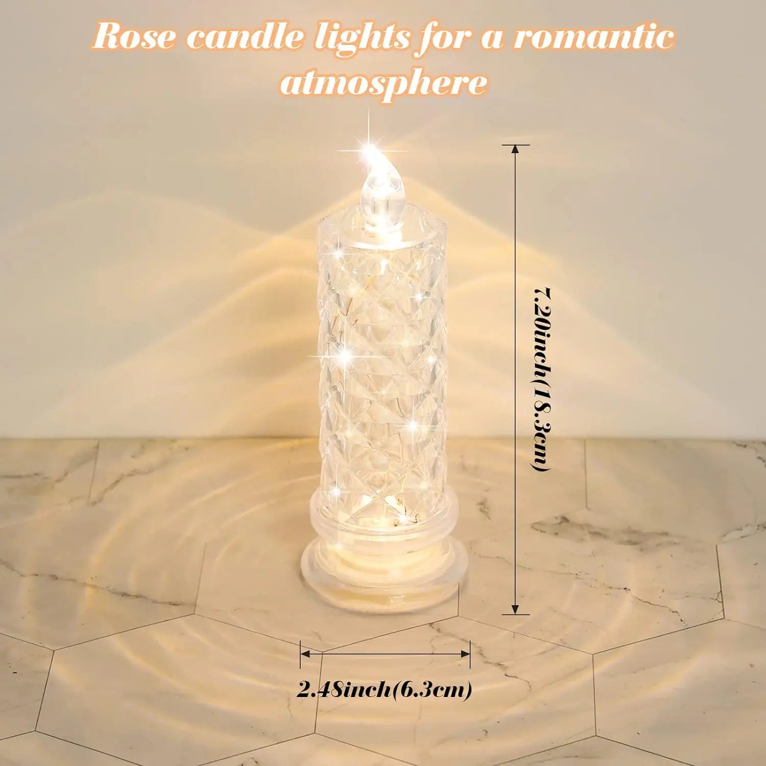 Crystal Candles LED Light Transparent Flameless Battery Power Lantern Night Lamp Wedding Party Birthday Xmas Halloween Decor