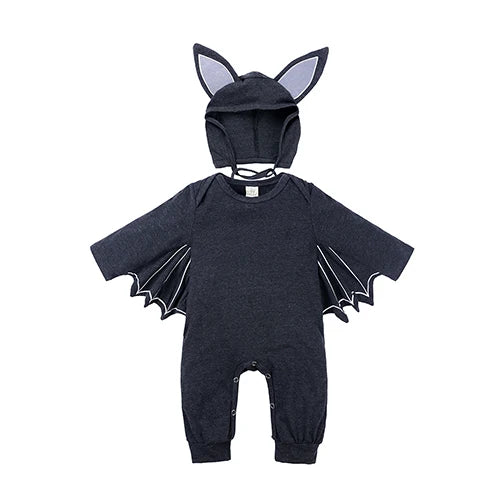 2025 Baby Halloween Romper Print Hat+Romper Bat Cosplay Costume Bag Gift Boy Girl Bone Pumpkin Bodysuit Vampire Clothes