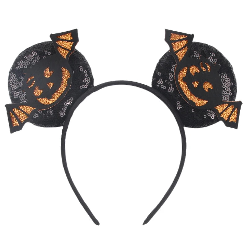 2025 Pirate Mickey Mouse Headband Bat Pumpkin Sequin Bow Halloween Disney Ears Hairband Festival Party Cosplay Hair Accessories