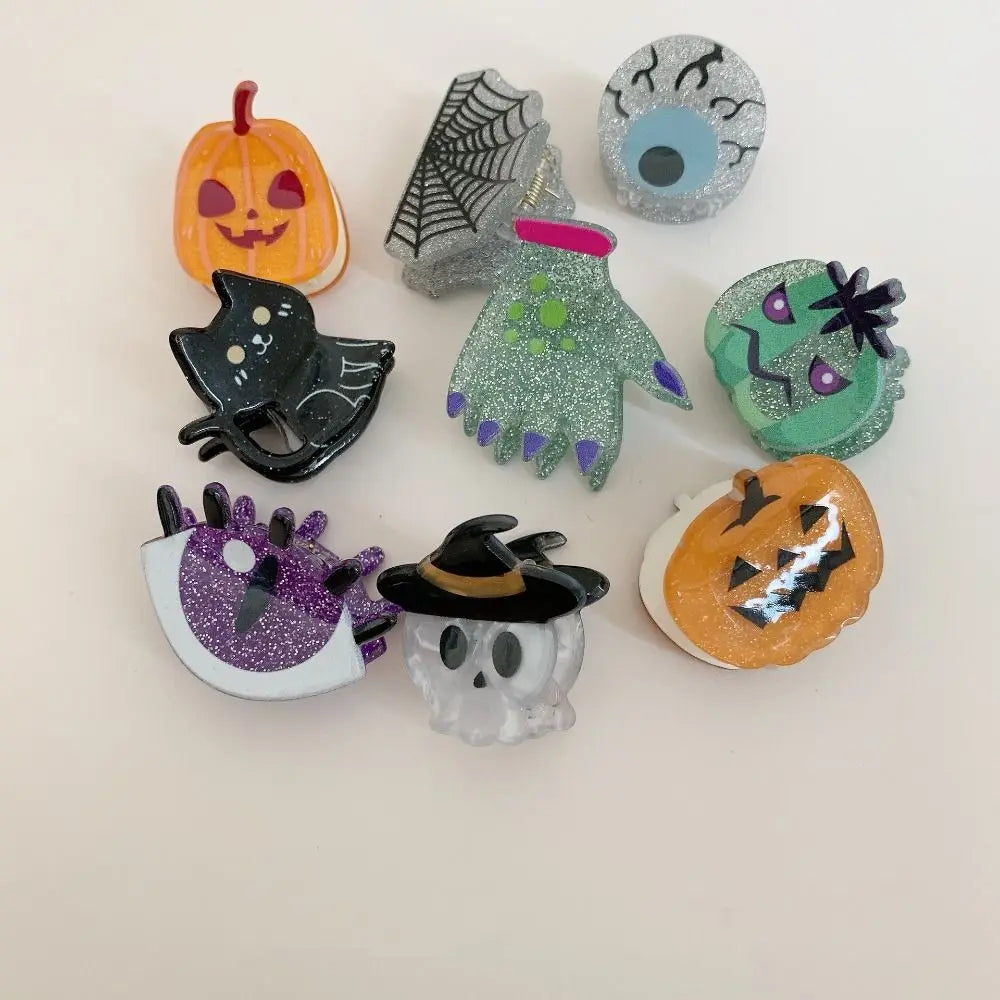 Fashion Creative Small Bat Pumpkin Shape Hairpin Halloween Festive Hair Clip Children Girl Four Seasons Party Headwear