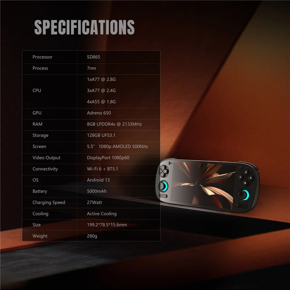 Retroid Pocket 5 Handheld Game Console SD865 5.5 Inch Oled HD Screen Bluetooth 5.1 Android 13 5000mAh Retro Video Game Player