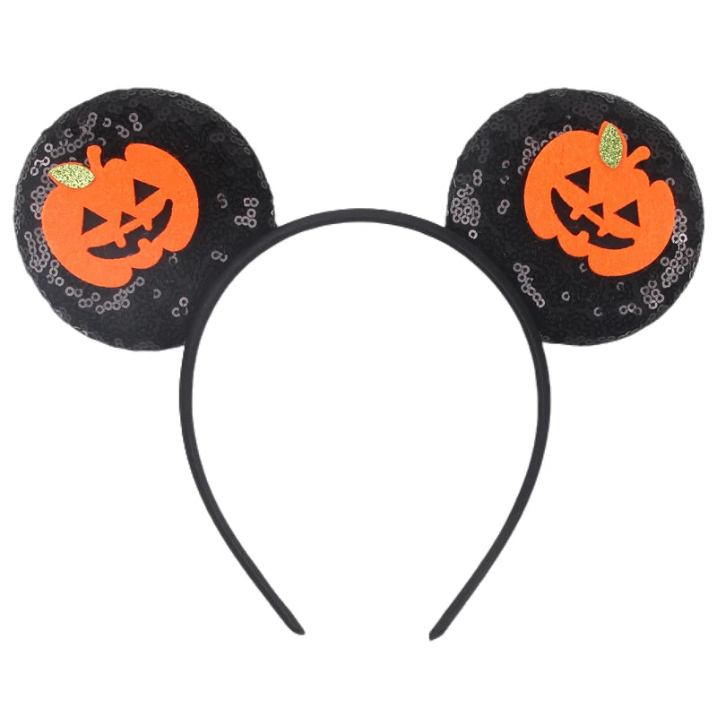 2025 Pirate Mickey Mouse Headband Bat Pumpkin Sequin Bow Halloween Disney Ears Hairband Festival Party Cosplay Hair Accessories