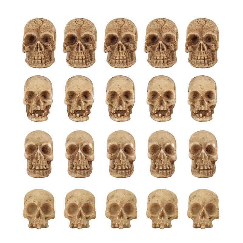 10/20pcs Halloween Skull Heads Scary Prank Props Small Resin Skeleton Ornament Halloween Party Haunted House Horror Decorations