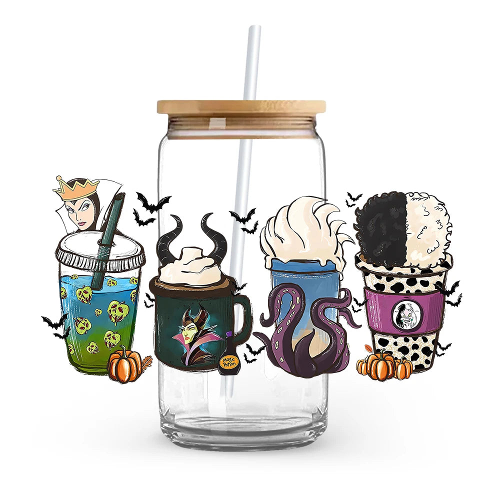 Princess Stitch Mickey Halloween Trick Treat Souvenir UV DTF Cup Wrap Self-Adhesive Individualized Cup Adornments