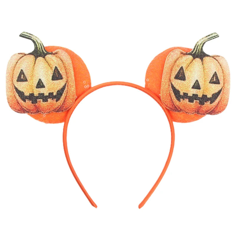 2025 Pirate Mickey Mouse Headband Bat Pumpkin Sequin Bow Halloween Disney Ears Hairband Festival Party Cosplay Hair Accessories
