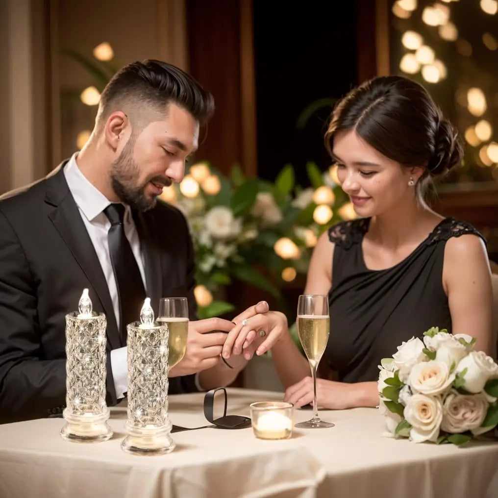 Crystal Candles LED Light Transparent Flameless Battery Power Lantern Night Lamp Wedding Party Birthday Xmas Halloween Decor