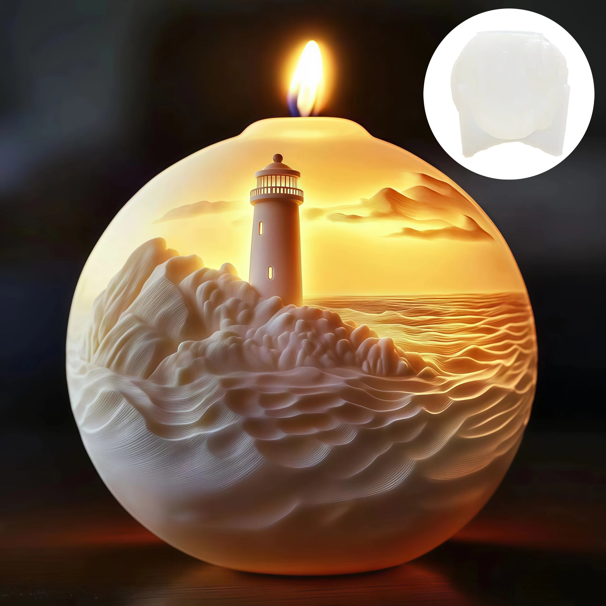 Rural villa relief spherical candle silicone mold house relief resin mould Halloween magic castle gypsum molds Christmas gift