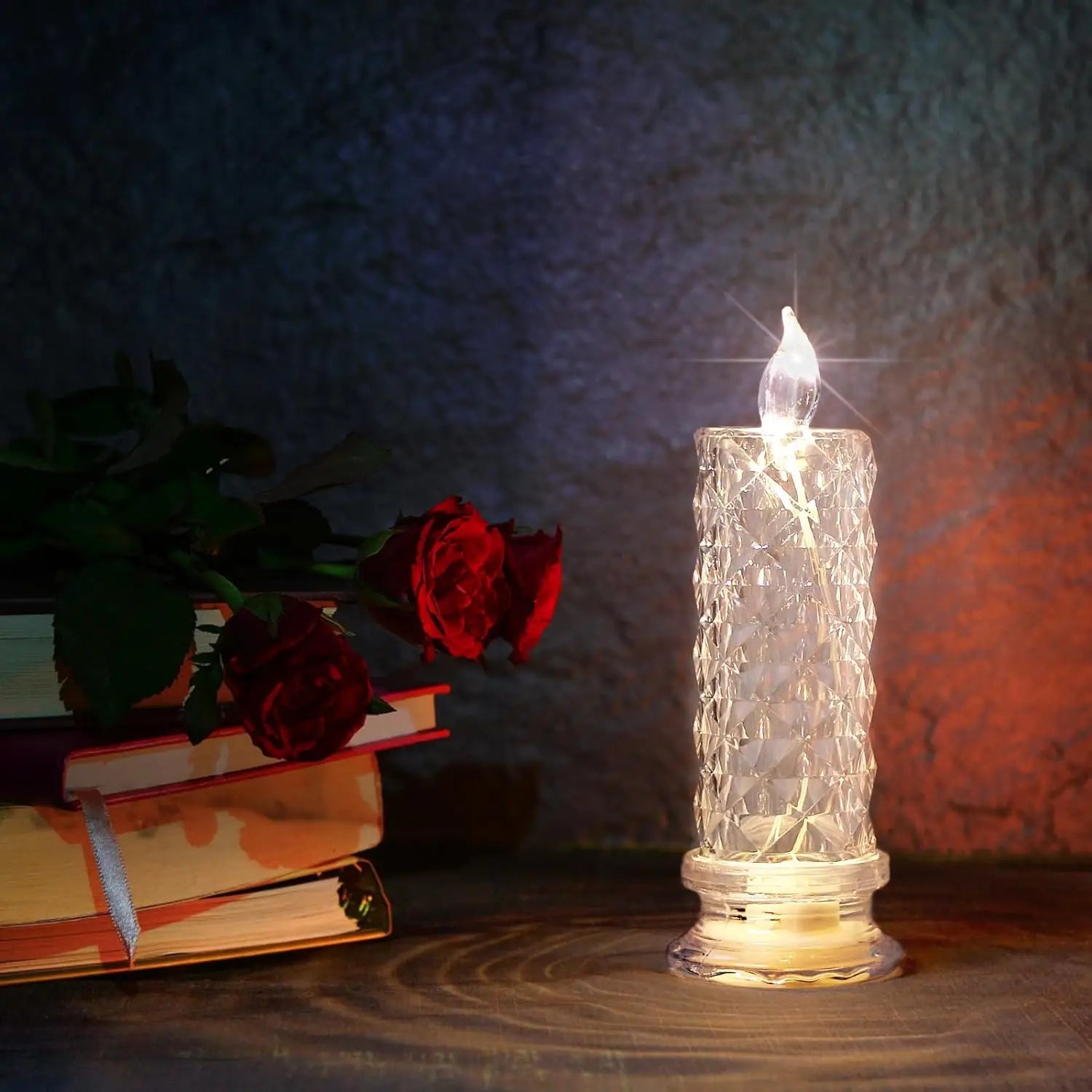 Crystal Candles LED Light Transparent Flameless Battery Power Lantern Night Lamp Wedding Party Birthday Xmas Halloween Decor