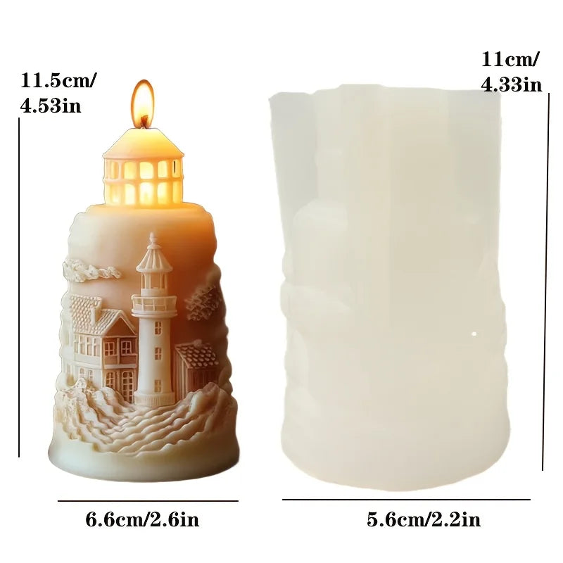 Rural villa relief spherical candle silicone mold house relief resin mould Halloween magic castle gypsum molds Christmas gift