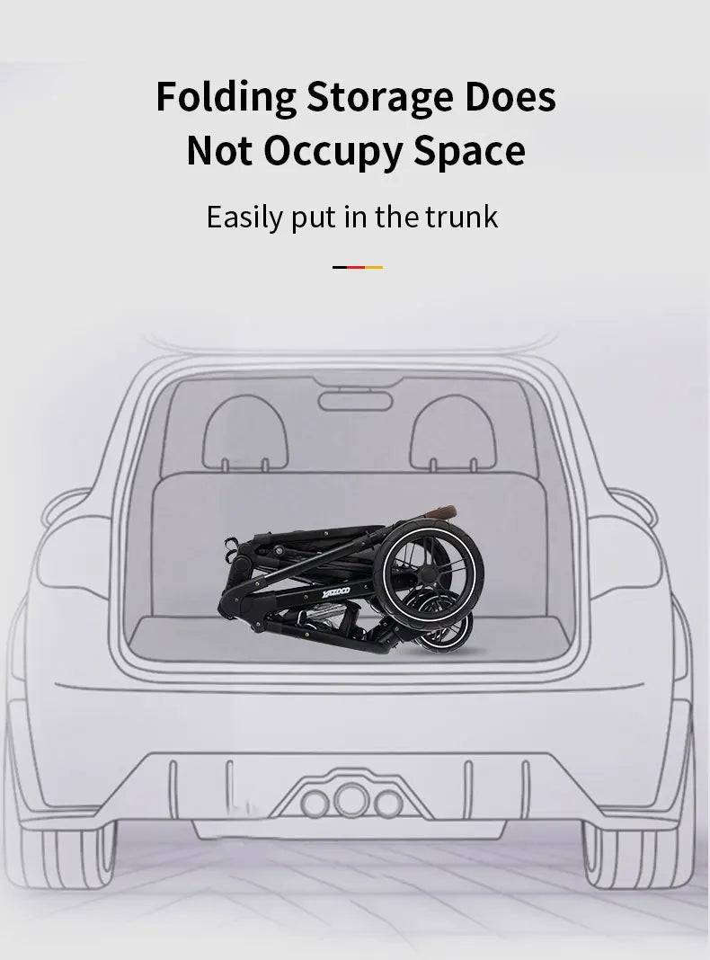 New Luxury Baby Stroller 3 in 1 Portable Travel Baby Carriage Fold Pram High Landscape Aluminum Frame Newborn Infant Stroller