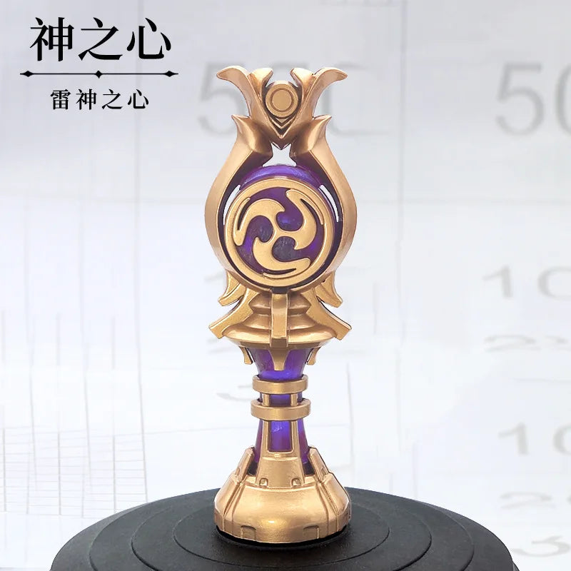 Anime Genshin Impact Zhong Li Element Keychain With Lamp Weapons Star Metal Model Pendant Decoration Halloween Gift for Kids