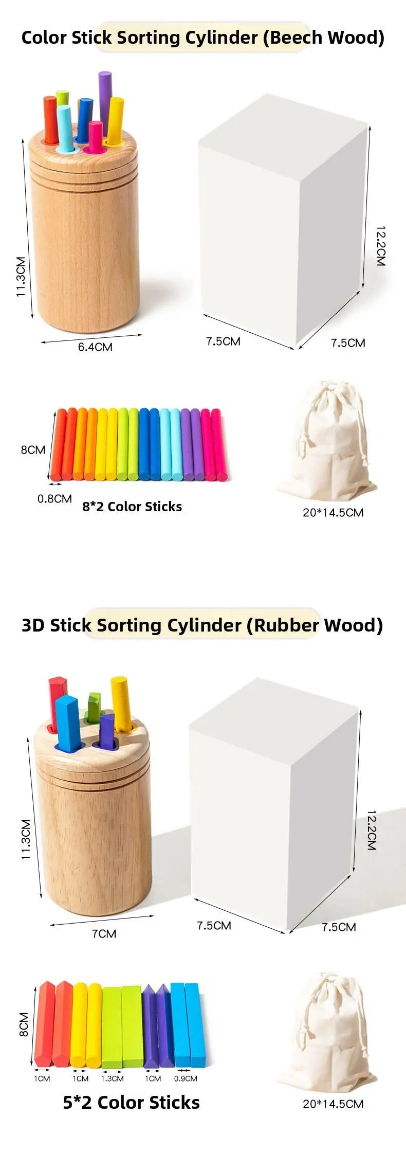 Montessori Wooden Early Education Toys for Babies 0-3 Years Rainbow Color Shape Matching Building Blocks for Intellectual