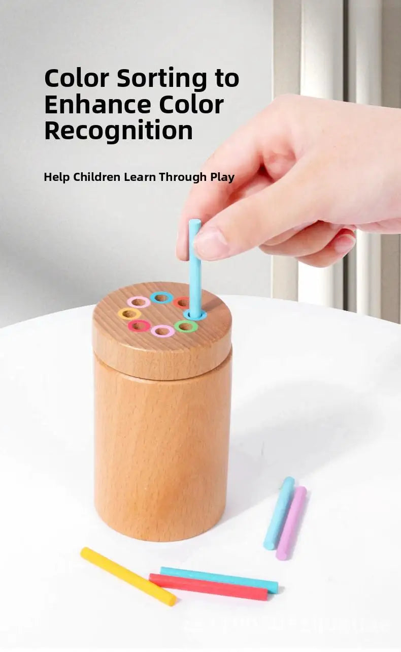 Montessori Wooden Early Education Toys for Babies 0-3 Years Rainbow Color Shape Matching Building Blocks for Intellectual