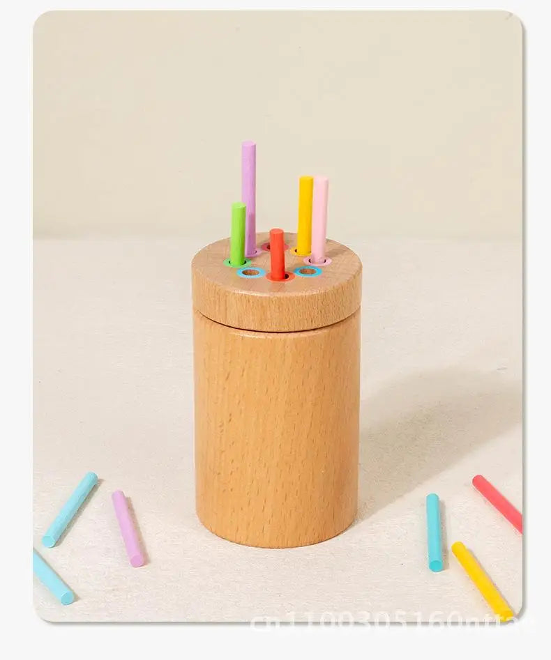 Montessori Wooden Early Education Toys for Babies 0-3 Years Rainbow Color Shape Matching Building Blocks for Intellectual