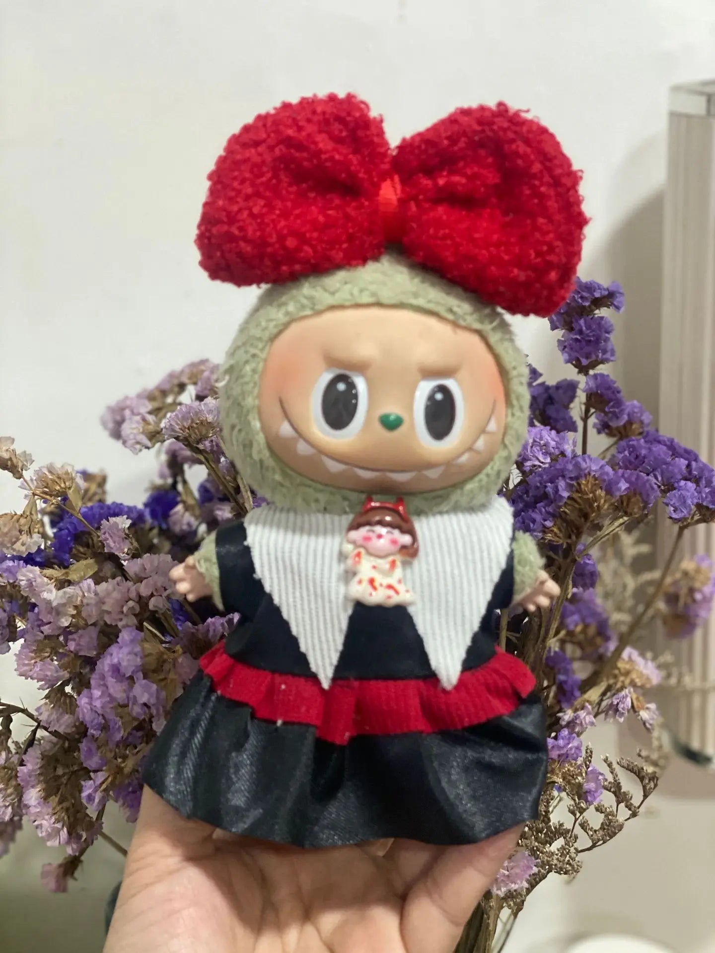 For 17cm Labubu V3 Doll Clothes Halloween Clothes Set Cute Pumpkin Dress with Hat Outfit Accessories Labubu Ropa