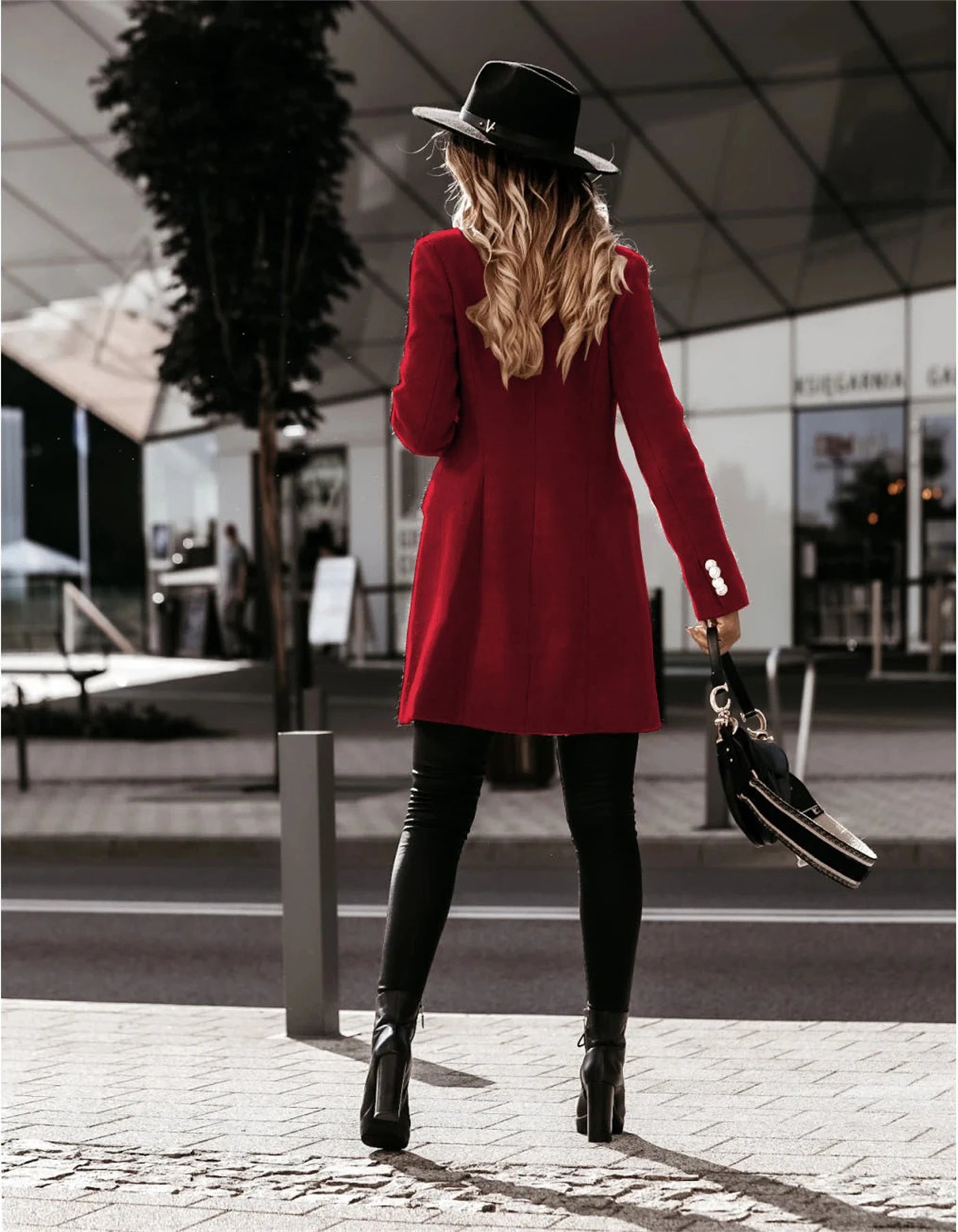 Autumn and Winter Women's Wear Versatile New Europe and America Autumn and Winter Long sleeved Double breasted Woolen Coat Coat