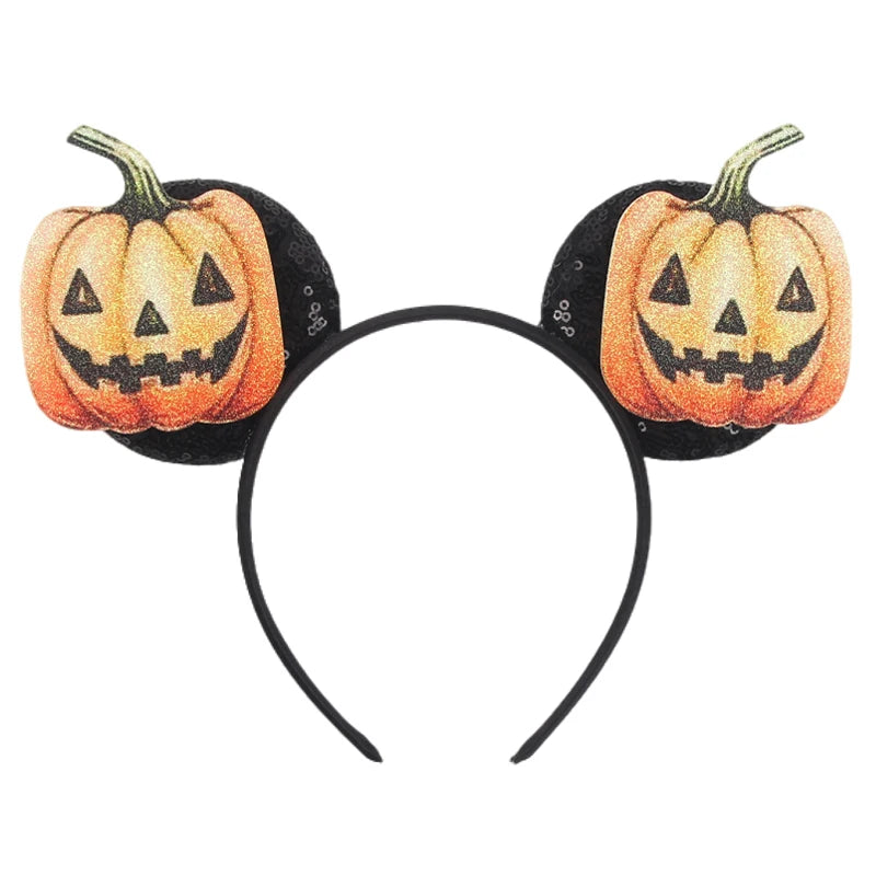 2025 Pirate Mickey Mouse Headband Bat Pumpkin Sequin Bow Halloween Disney Ears Hairband Festival Party Cosplay Hair Accessories