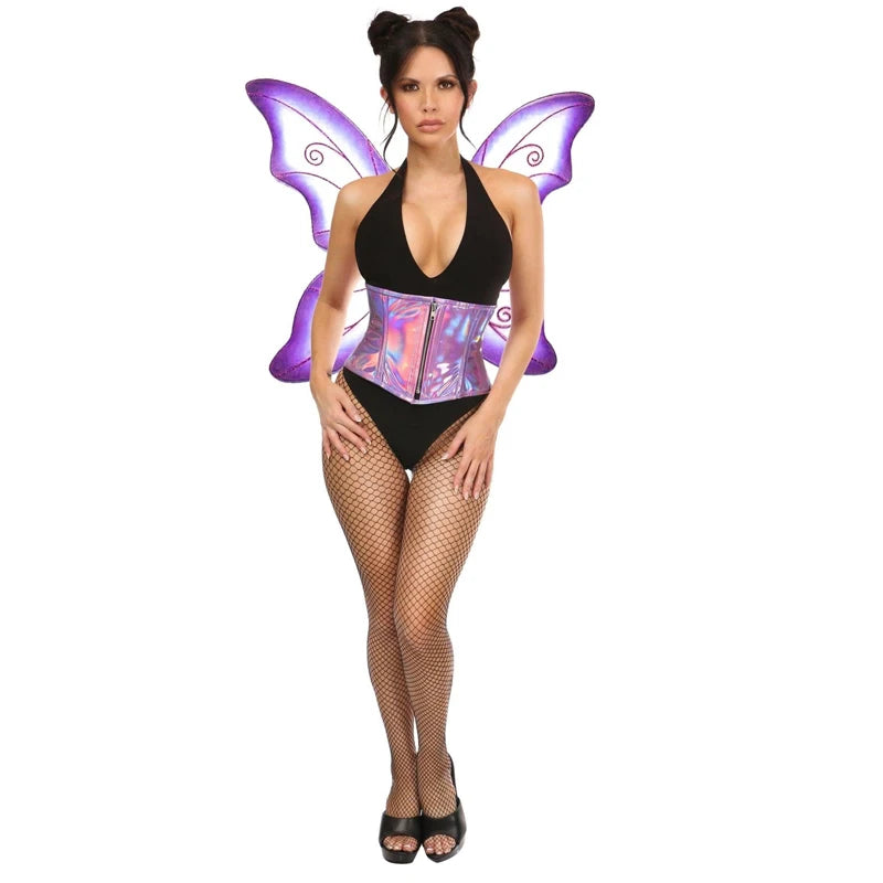 Enchanting Fairy Costume Set with Corset Waist Cincher Wings and Accessories for Halloween Cosplay Outfits and Parties