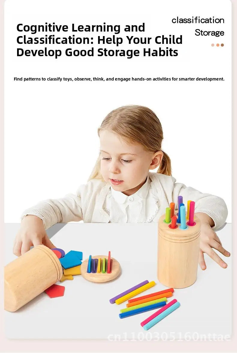 Montessori Wooden Early Education Toys for Babies 0-3 Years Rainbow Color Shape Matching Building Blocks for Intellectual