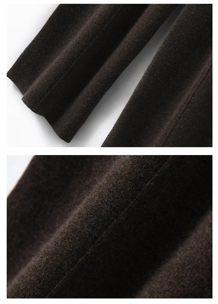 Autumn  New Korean Version Women's High-waisted Warm Knitted Wide-leg Straight-leg Pant Women's Solid-color Loose Wide-leg Pants