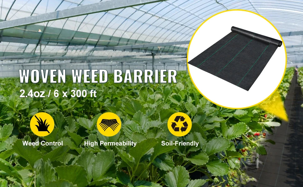 SucceBuy Landscape Fabric 6ftx300ft Geotextile Fabric Durable Heavy Duty 1.5oz Ground Cover Woven For Commercial Greenhouse Yard