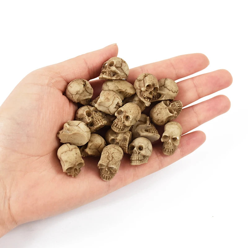 10/20pcs Halloween Skull Heads Scary Prank Props Small Resin Skeleton Ornament Halloween Party Haunted House Horror Decorations