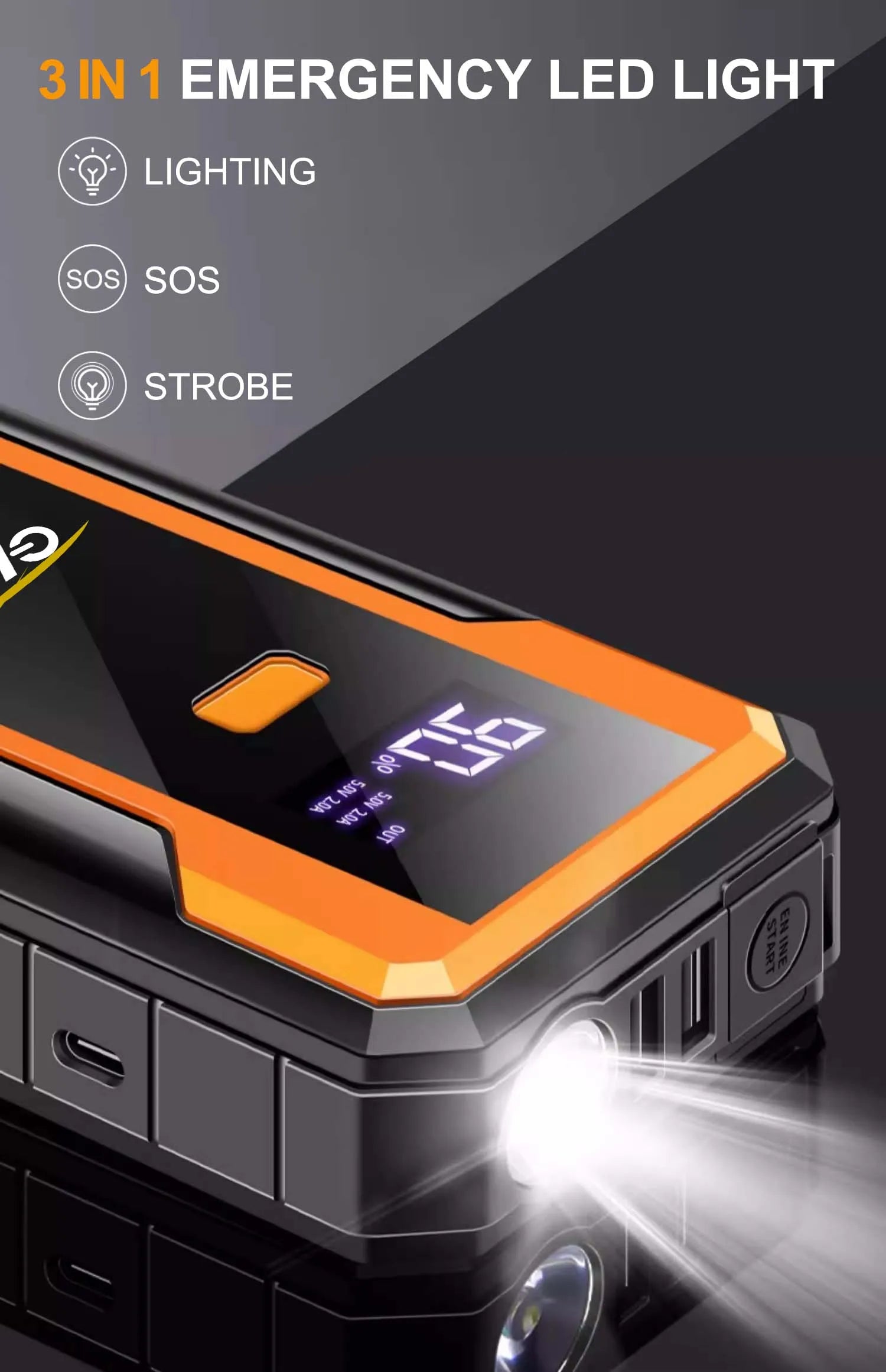 GKFLY 4000A Car Jump Starter Portable Power Bank 2000A Car Battery Booster 12V Auxiliary Starting Device for Diesel Gasoline