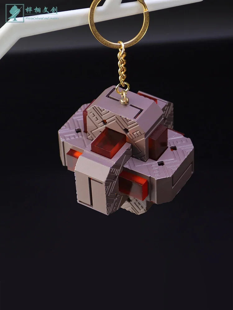 Anime Genshin Impact Zhong Li Element Keychain With Lamp Weapons Star Metal Model Pendant Decoration Halloween Gift for Kids