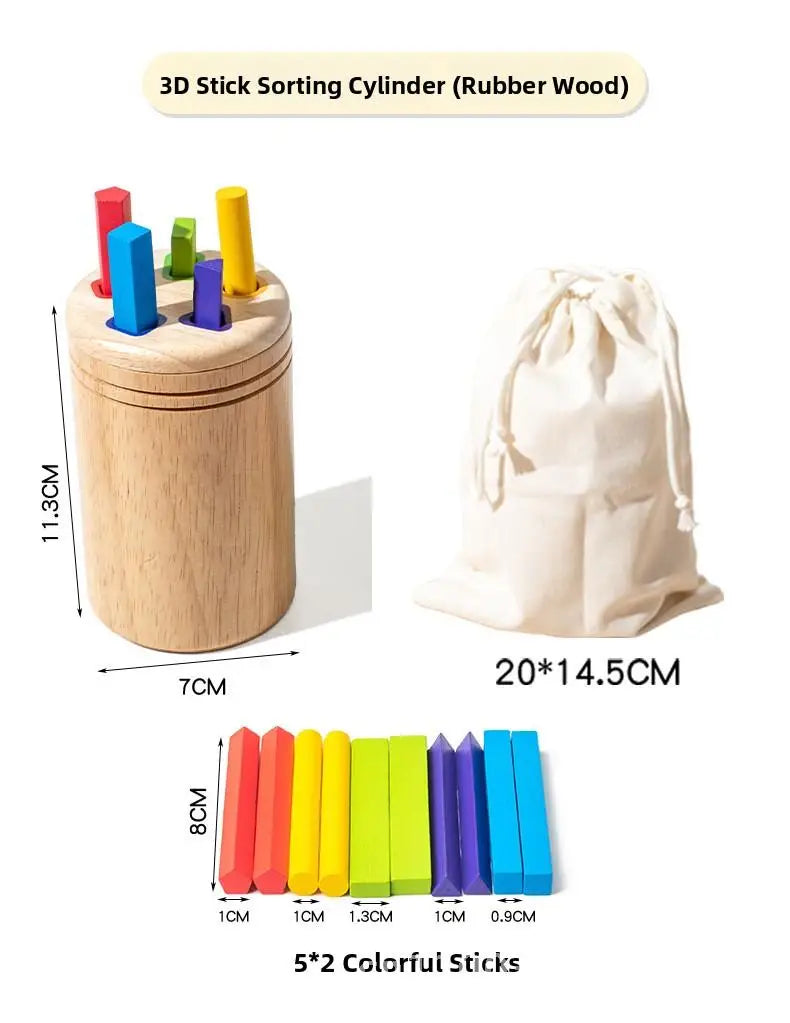 Montessori Wooden Early Education Toys for Babies 0-3 Years Rainbow Color Shape Matching Building Blocks for Intellectual