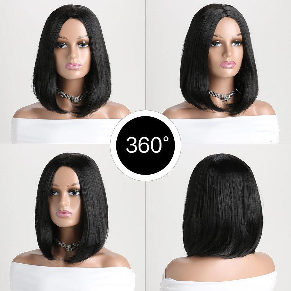 Short Synthetic Bobo Wig for Women Girl  For Cosplay Halloween  Party Daily Use Heat Resistant Fiber