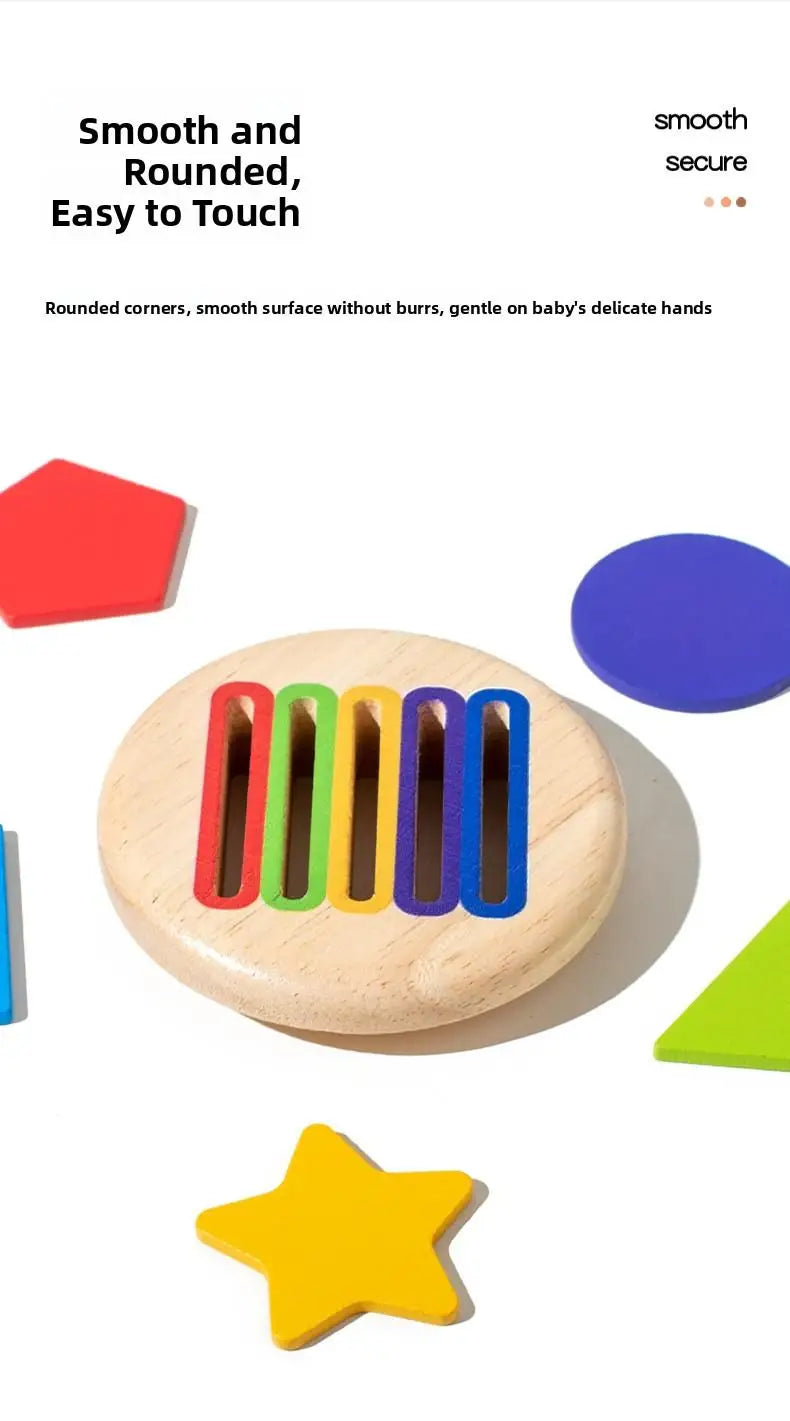 Montessori Wooden Early Education Toys for Babies 0-3 Years Rainbow Color Shape Matching Building Blocks for Intellectual
