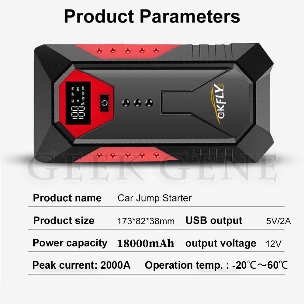 GKFLY 4000A Car Jump Starter Portable Power Bank 2000A Car Battery Booster 12V Auxiliary Starting Device for Diesel Gasoline