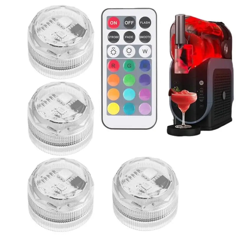 4pcs 13Colors 4 Modes Submersible LED Lights  Wireless Remote Control Reusable Light for Birthday Decorations Spa Halloween
