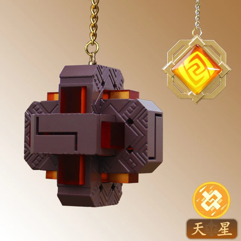 Anime Genshin Impact Zhong Li Element Keychain With Lamp Weapons Star Metal Model Pendant Decoration Halloween Gift for Kids