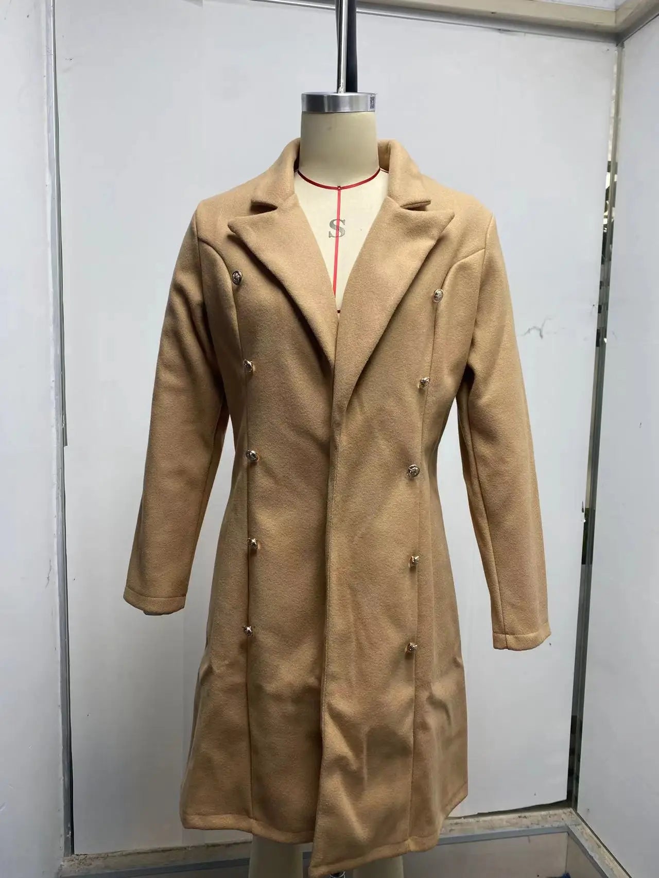 Autumn and Winter Women's Wear Versatile New Europe and America Autumn and Winter Long sleeved Double breasted Woolen Coat Coat