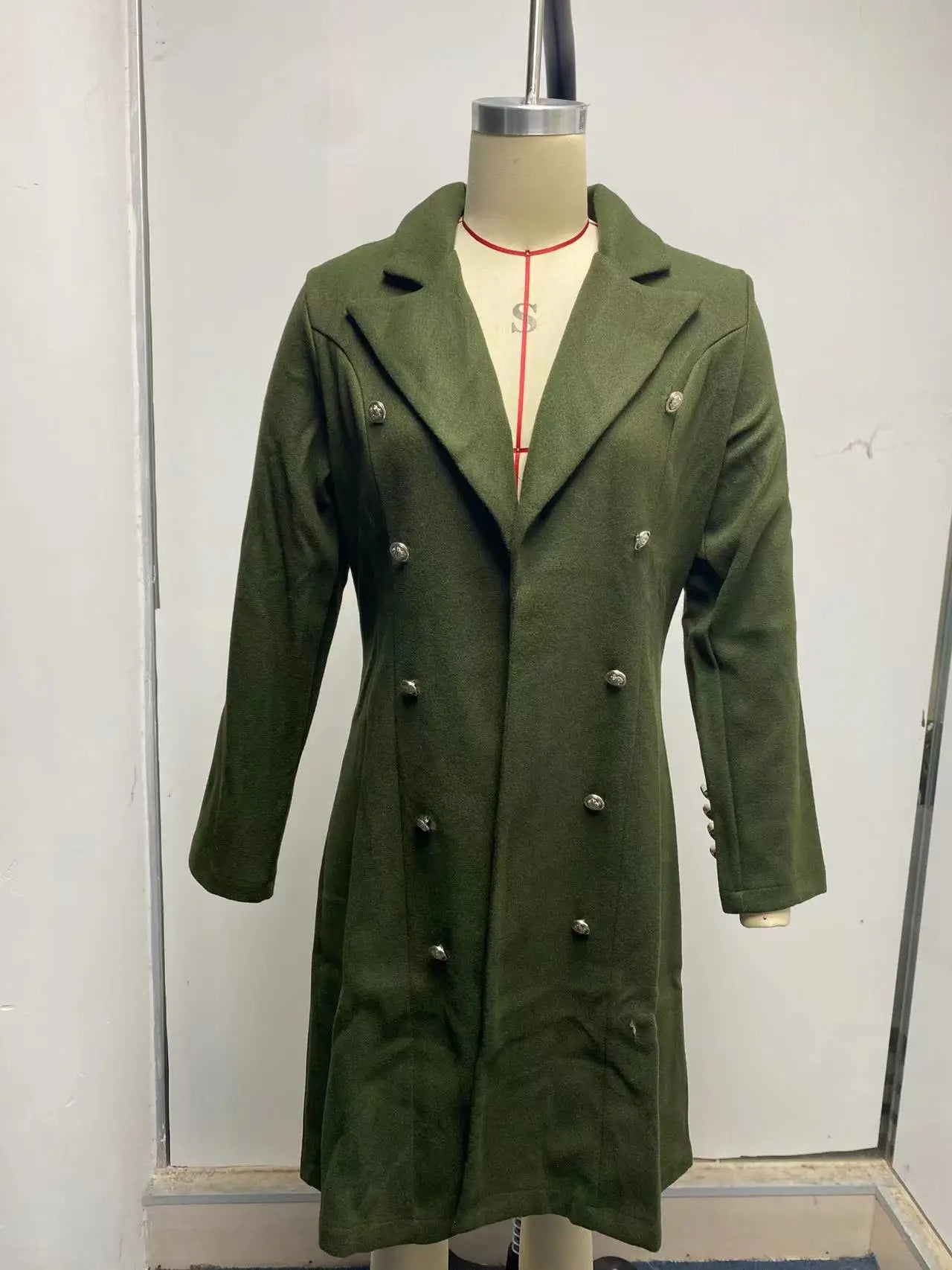 Autumn and Winter Women's Wear Versatile New Europe and America Autumn and Winter Long sleeved Double breasted Woolen Coat Coat