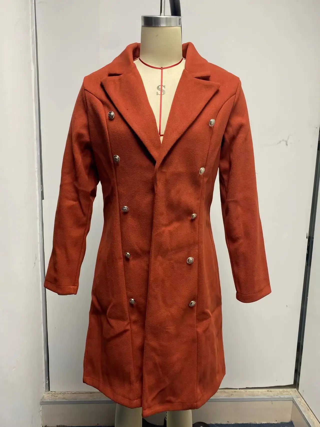 Autumn and Winter Women's Wear Versatile New Europe and America Autumn and Winter Long sleeved Double breasted Woolen Coat Coat