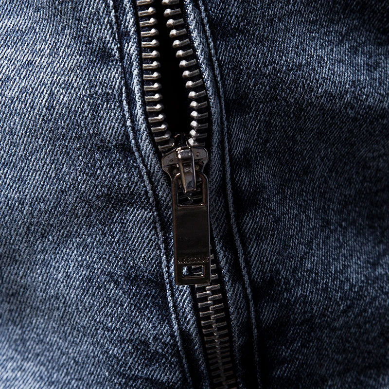 Jean jacket men's autumn and winter 2023 new fashion cool retro fashion slim stand collar motorcyclejacket